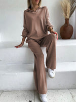 Johnny Collar Long Sleeve Top and Pants Sweater Set