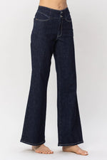 Judy Blue High Waist Rinse Wash Geometric Embroidery Wide Leg Jean