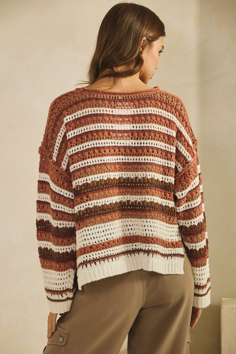 Luxe Crochet Stripe Sweater