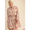 Plus Romantic Floral Print Long Sleeve Dress