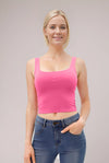 Double Scoop Neck Double Layered Crop Tank Top