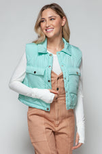 Snap Down Quilted Crop Vest