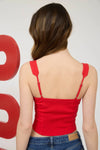 Scoop Neck Ruched Front Tie Detail Top