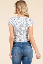 Short Sleeve Scoop Neck Bow Top