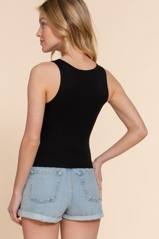 Sleeveless Double Layer Knit Tank