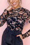 Floral Round Neck Long Sleeve Blouse