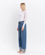 Vervet by Flying Monkey High Rise Cuffed Panel Baggy Wide Jeans