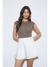 Leopard Round Neck Short Sleeve Knit Bodysuit