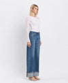 Vervet by Flying Monkey High Rise Cuffed Panel Baggy Wide Jeans