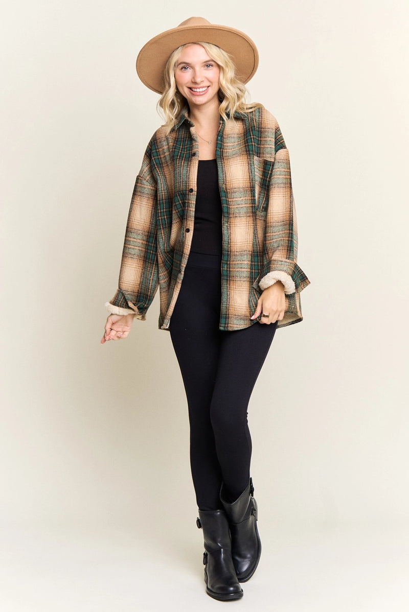 Sherpa-Lined Button Down Shacket