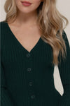 Long Sleeve V-Neck Fitted Sweater Cardigan