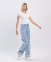 Lovervet by VERVET High Rise Carpenter Pocket Cuffed Wide Leg Jeans