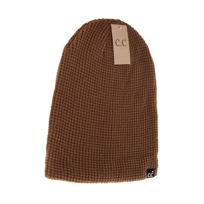 Unisex Waffle Knit Cuffed/Slouchy C.C Beanie