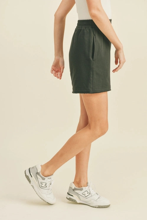 Black High Waist Sweat Shorts