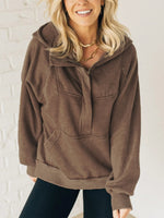 Half Zip Kangaroo Pocket Long Sleeve Hoodie