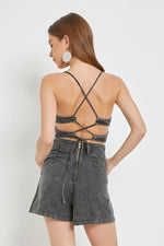 Open Back Denim Romper