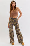 Cello Camo High Rise Wide Leg Jeans