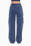 Mineral Wash Wide Leg Cotton Cargo Pants