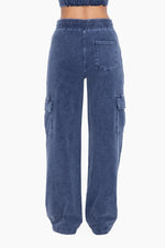 Mineral Wash Wide Leg Cotton Cargo Pants