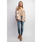 Mixed Checker Knit Drop Shoulder Cardigan