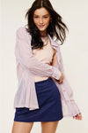 Sheer Stripe Button Down Blouse