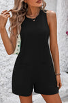 Round Neck Sleeveless Front Pocket Romper