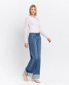 Vervet by Flying Monkey High Rise Cuffed Panel Baggy Wide Jeans