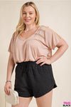 Plus Size Linen Shorts with Pocket