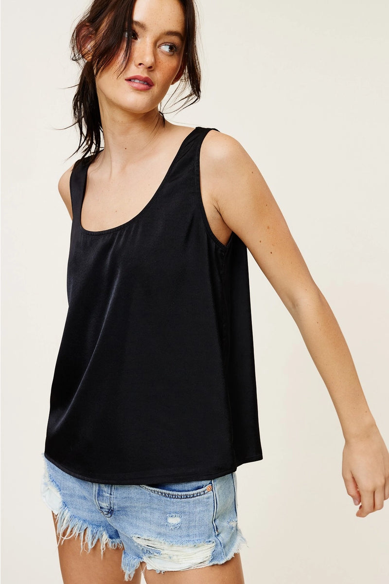 Sleek Solid Satin Tank Top