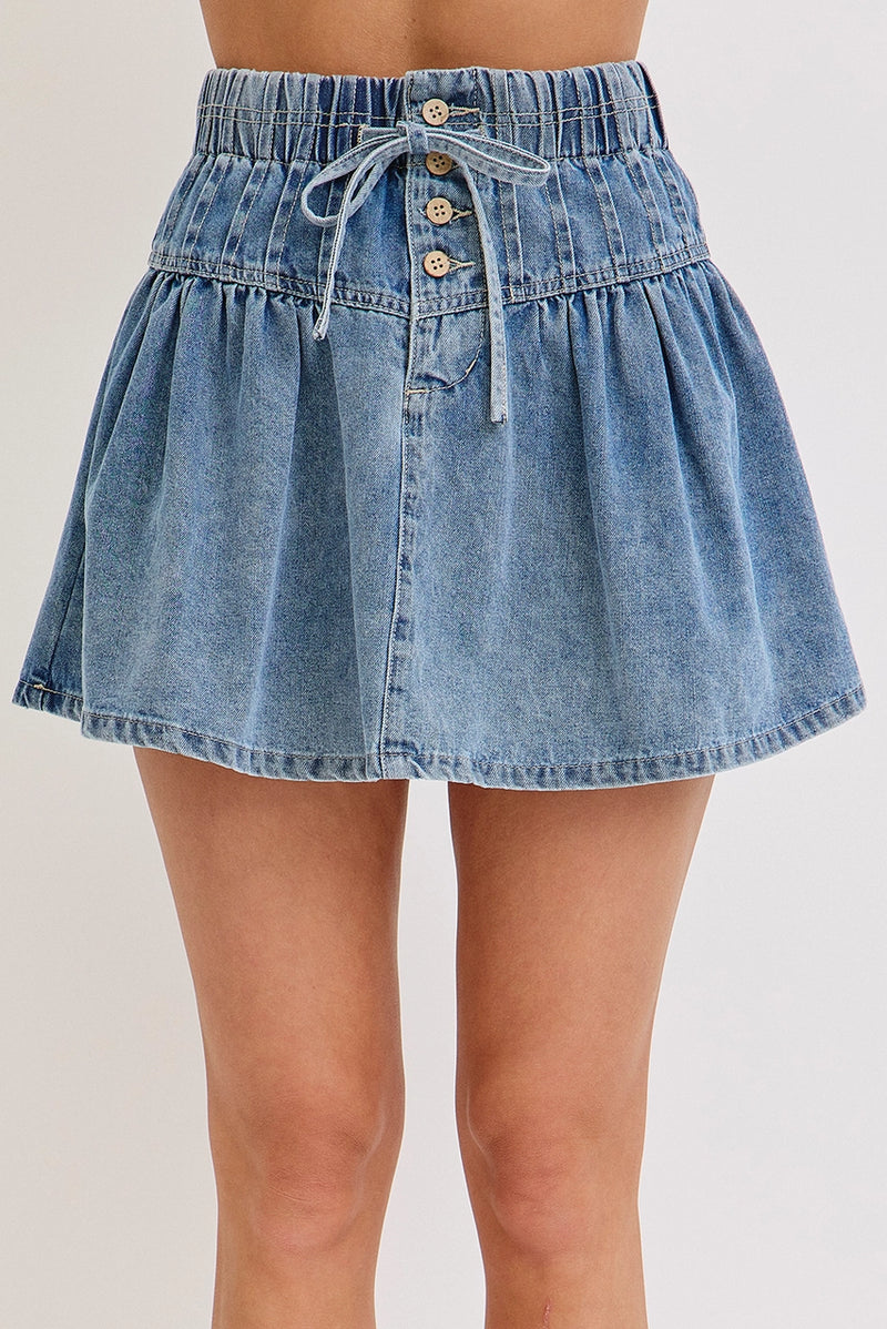 High-Rise, A-Line Denim Skirt
