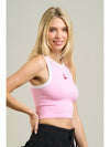 Contrast Binding Cherry Embroidery Top