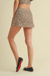 Leopard Print Side Slit A-Line Skort