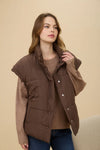 Oversized Snap Button Puffer Vest