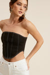 Corset Bodice Denim Effect Tube Top