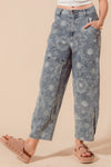 So Me Mid Rise Floral Denim Barrel Jeans