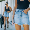 Distressed Raw Hem Denim Mini Skirt