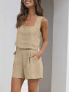 Square Neck Wide Strap Top and Shorts Set