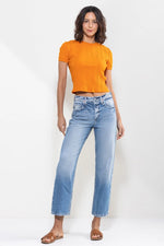 Sneak Peek High Rise Straight Jeans in Vintage Light Wash