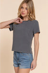 Short Sleeve Garment Dye Knit Top