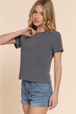 Short Sleeve Garment Dye Knit Top