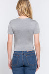 Short Sleeve Crew Neck Double Layer Knit Top