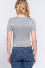 Short Sleeve Crew Neck Double Layer Knit Top
