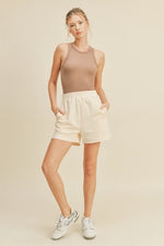 Cream High Waist Sweat Shorts