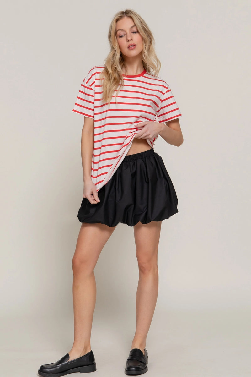 Short Sleeve Crew Neck Stripe Oversize T-Shirt