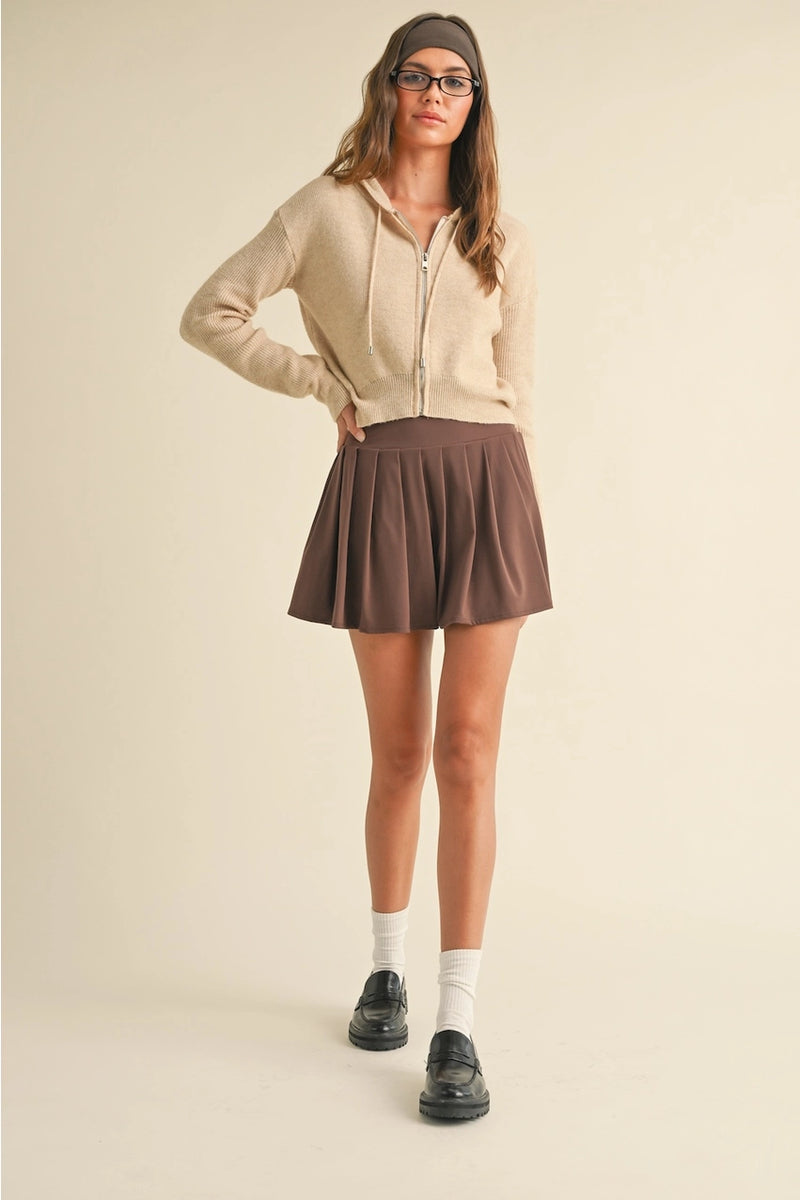 Zip Up Knit Sweater Hoodie