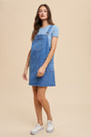 Wide Strap Denim Overall Dress with Pockets