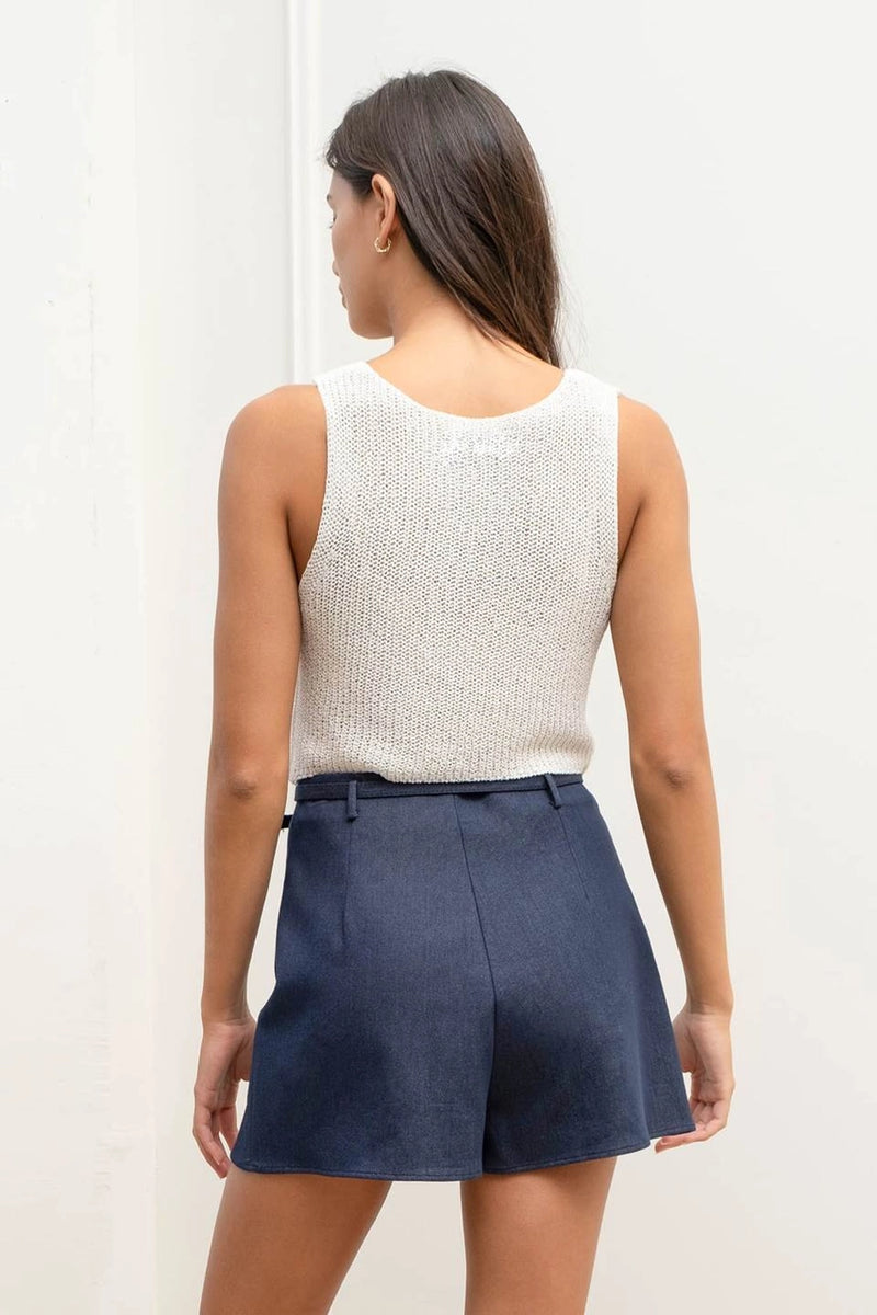 Front Hook and Eye Knit Sweater Vest