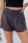 Checkered Elastic Waist Shorts
