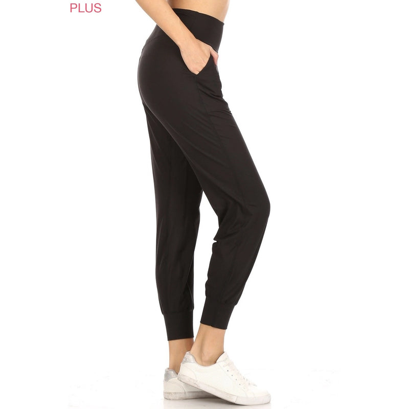 Plus Size Slim Fit Activewear Joggers with Back Pocket