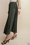 Plus Pleated Long Skirt with Elastic Waist Band